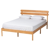 Baxton Studio Quincia Japandi Sandy Brown Finished Wood Queen Size Platform Bed